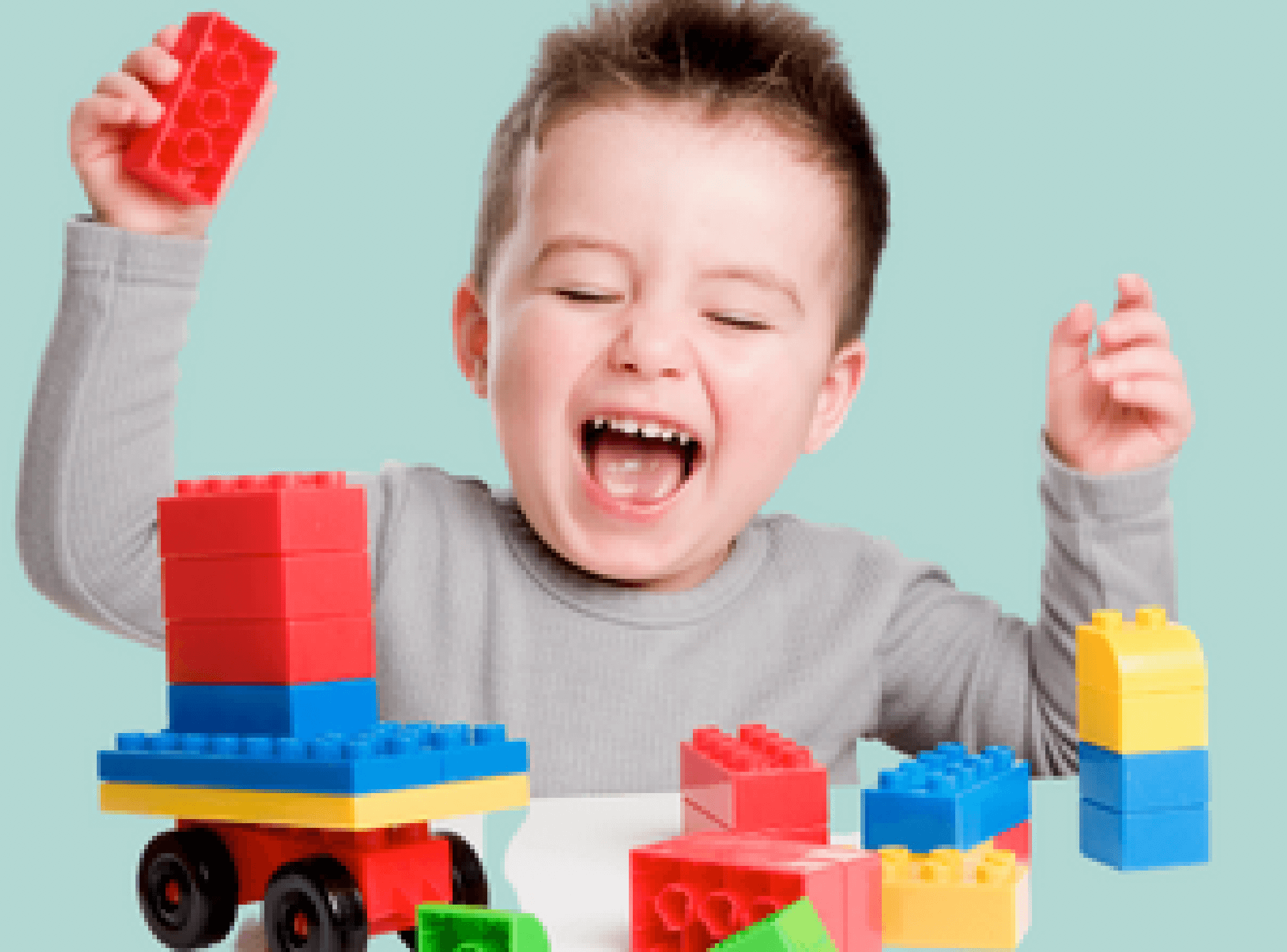 child playing with lego