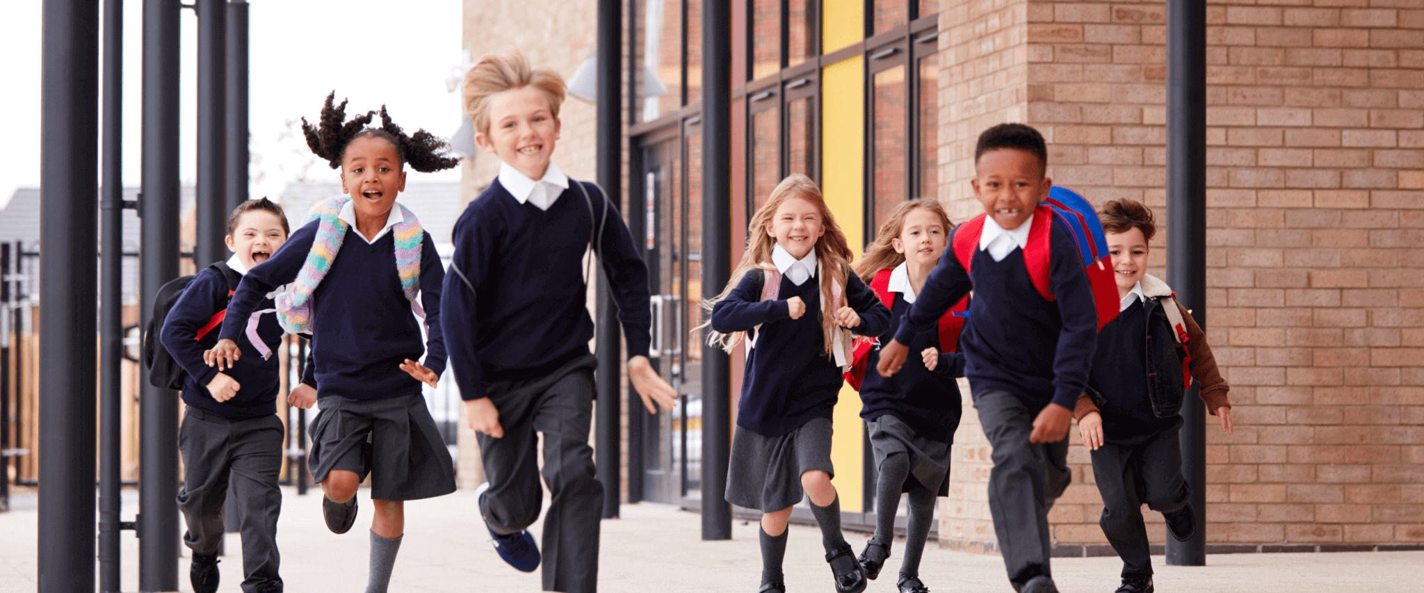 school children running geotagged